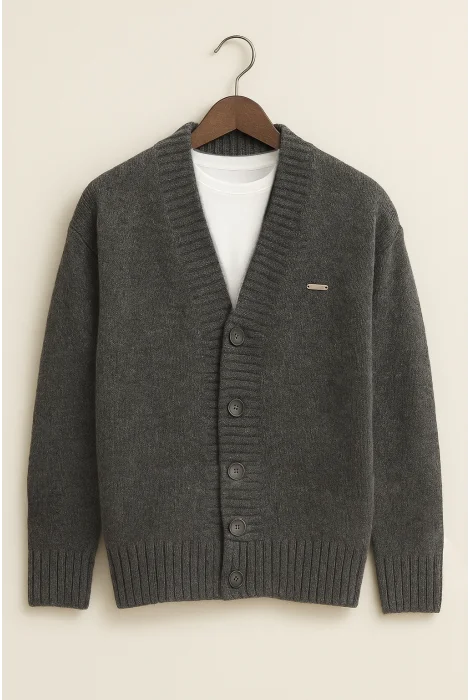 Erkek Düğmeli Hırka Antrasit Cd124