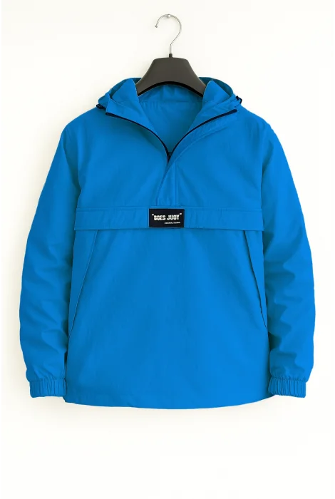 Erkek Kanguru Cepli İnce Mont Mavi Cd106