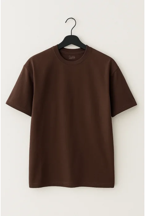 Erkek Pamuklu Basic Tişört Kahverengi Cd113