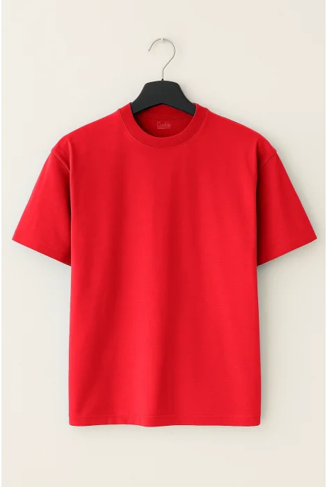 Erkek Pamuklu Basic Tişört Kırmızı Cd113