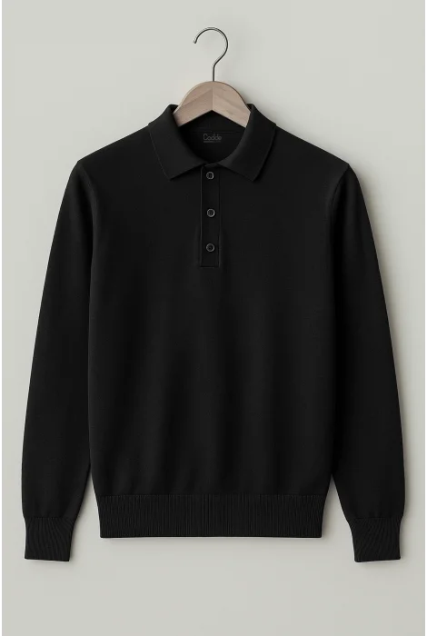 Erkek Polo Yaka Kazak Siyah Cd111