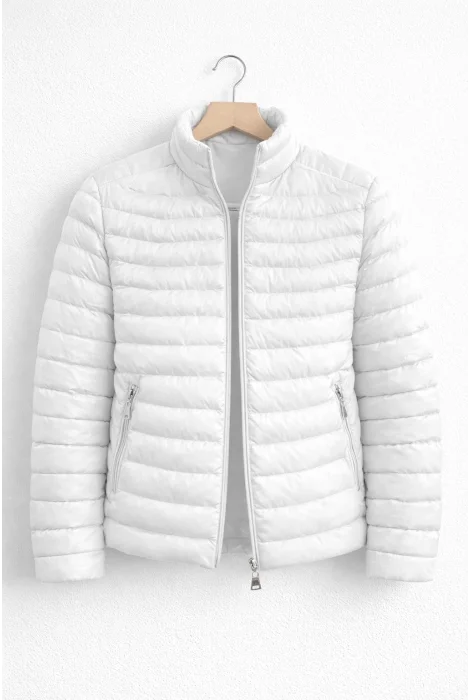 Erkek Slim Fit Şişme Mont Beyaz Cd150