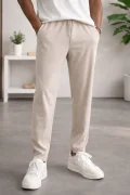 Erkek Asimetrik Kesim Daralan Paça Pantolon Krem Cd153