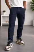 Erkek Cepli Düz Paça Kargo Pantolon Lacivert Cd154