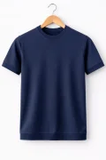 Erkek Düz Bisiklet Yaka Triko Tişört Lacivert Cd169