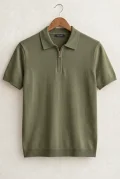 Erkek Polo Yaka Düz Triko Tişört Açık Yeşil Cd173