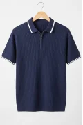 Erkek Polo Yaka Çizgili Tişört Lacivert Cd177