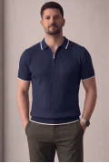 Erkek Polo Yaka Çizgili Tişört Lacivert Cd177