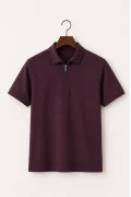 Erkek Fermuarlı Polo Yaka Tişört Bordo Cd188