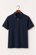 Erkek Fermuarlı Polo Yaka Tişört Lacivert Cd188