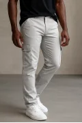 Erkek Kargo Cepli Beli Düğmeli Pantolon Taş Rengi Cd102