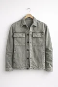 Erkek Slim Fit Cepli Kot Ceket Yeşil Cd145