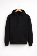 Erkek Slim Fit Kapüşonlu Sweatshirt Siyah Cd146