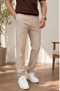 Erkek Slim Fit Pantolon Krem Cd190
