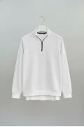 Erkek Yarım Fermuarlı Sweatshirt Beyaz Cd140