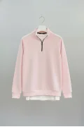 Erkek Yarım Fermuarlı Sweatshirt Pembe Cd140