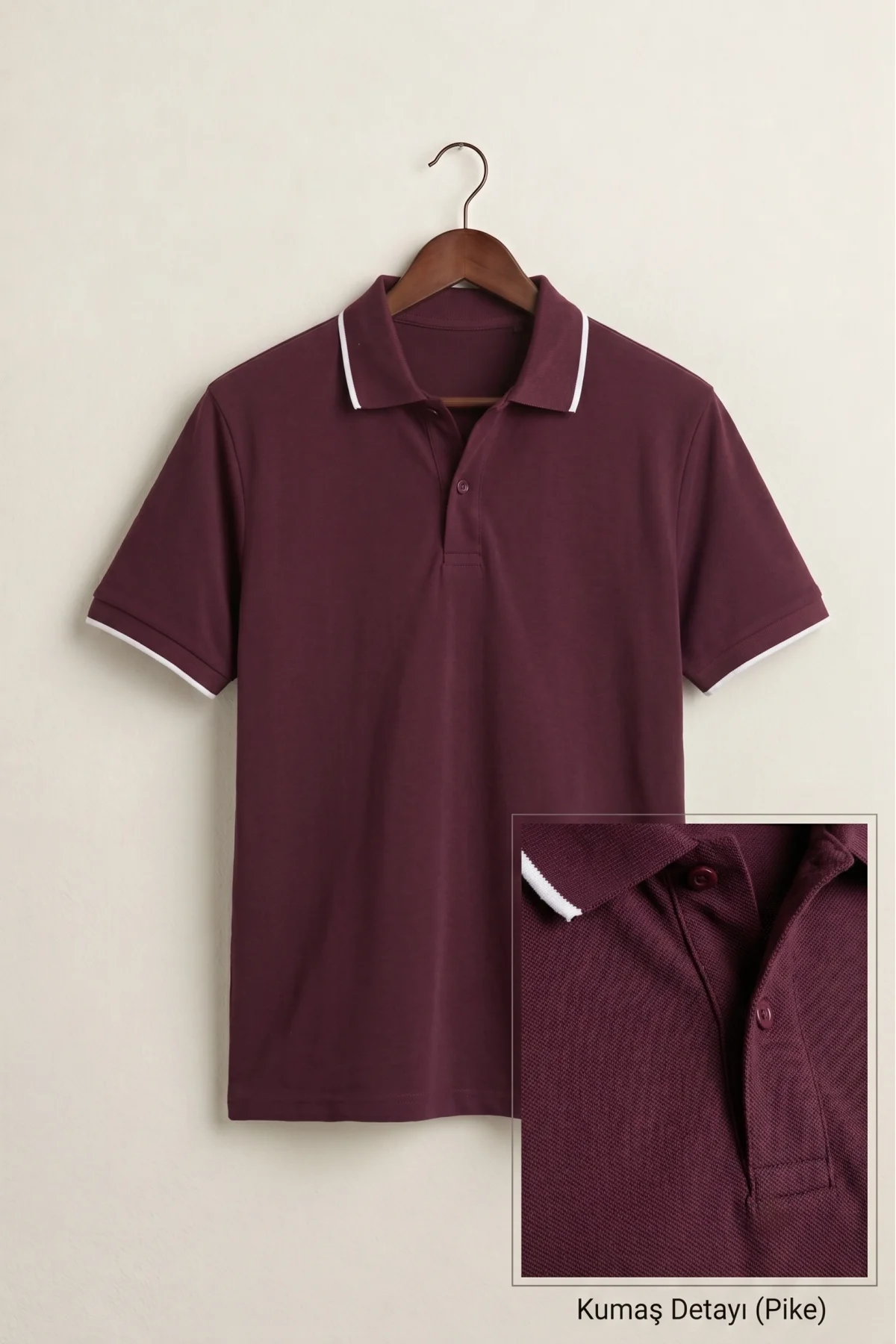 Erkek Düğmeli Polo Yaka Tişört Bordo Cd192