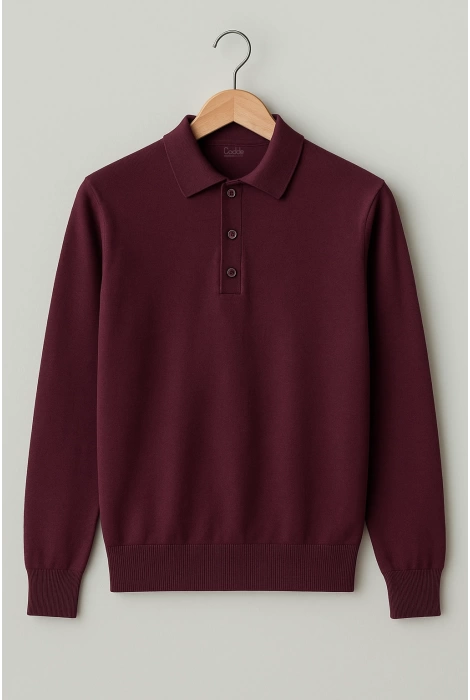 Erkek Polo Yaka Kazak Bordo Cd111