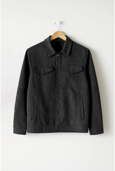 Erkek Slim Fit Nubuk Ceket Siyah Cd109