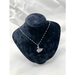 Babua Taşlı Kuğu Çelik Kolye