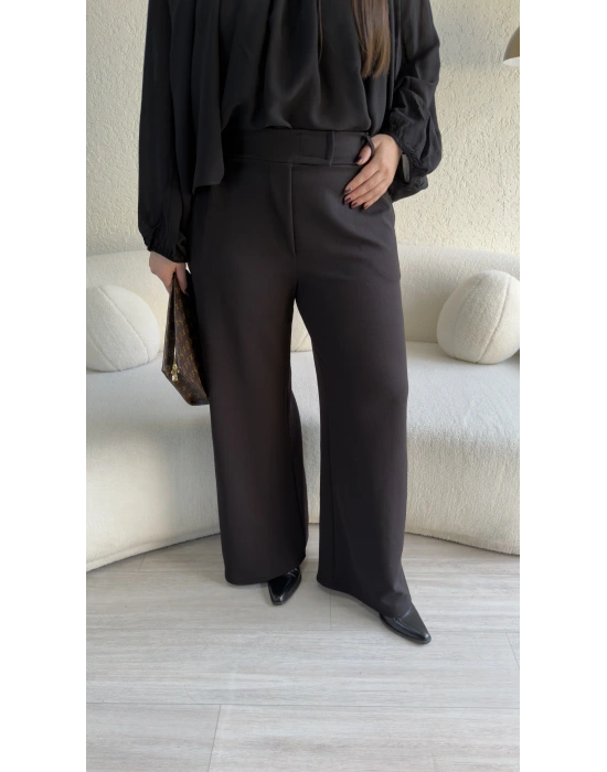 Siyah Cırtcırtlı Palazzo Pantolon