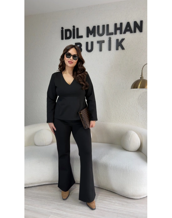 Siyah Çelik İnterlok İspanyol Pantolon