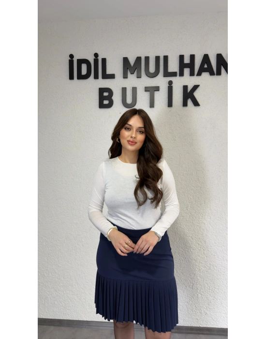 Beyaz Likralı Transparan Bluz