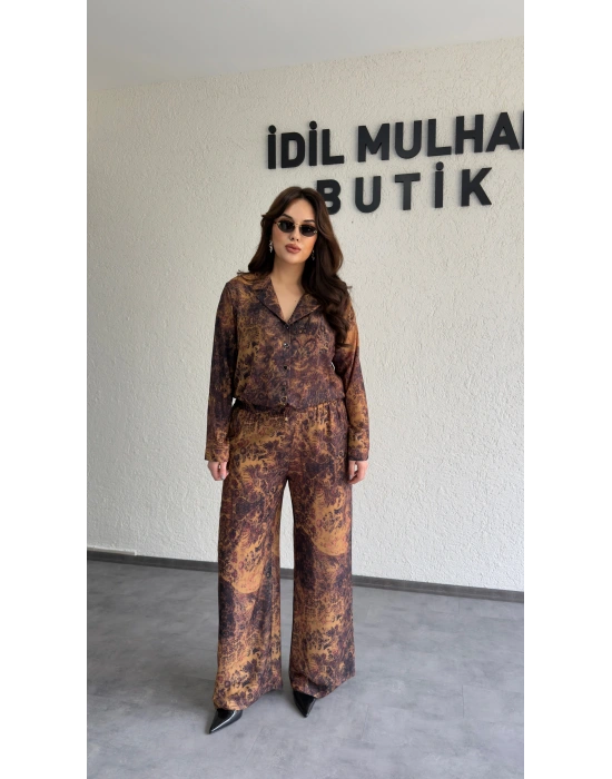 Etnik Desenli Premium Gömlekli Takım