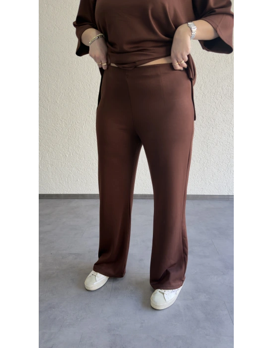 Kahverengi Oysh Kumaş V Yaka Salaş Takım