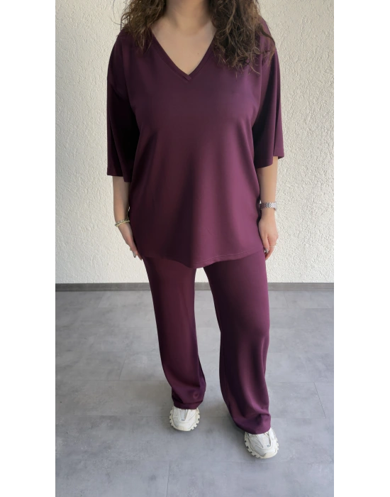 Bordo Oysh Kumaş V Yaka Salaş Takım