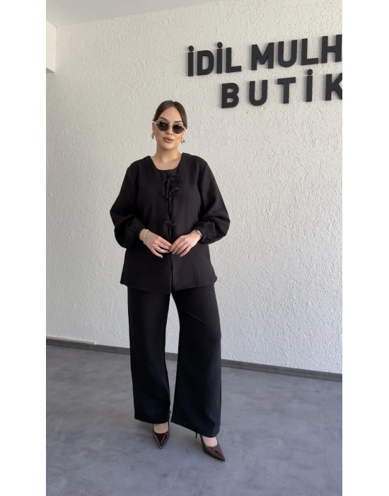 Siyah Önü Bağcıklı İkili Takım