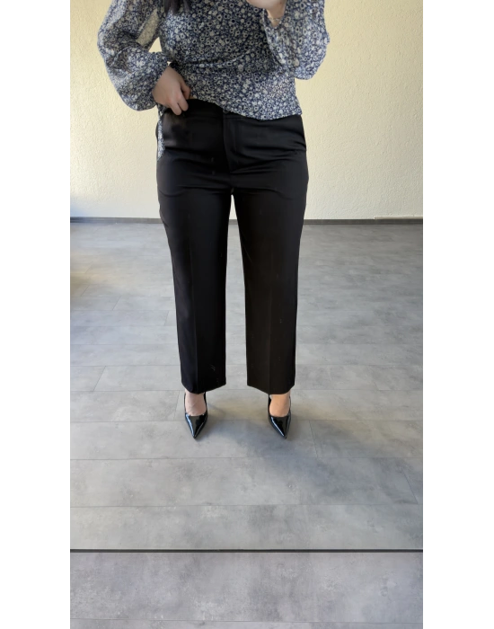 Siyah Havuç Kesim Premium Kumaş Pantolon