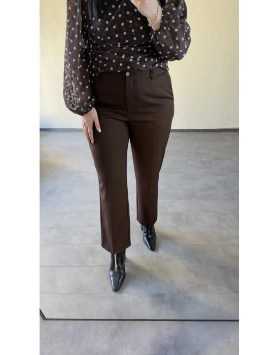 Kahverengi Havuç Kesim Premium Kumaş Pantolon