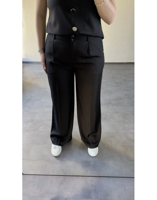 Siyah Premium Kumaş Palazzo Pantolon