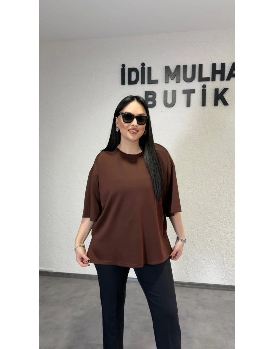 Kahverengi Bisiklet Yaka Oysh Tişört