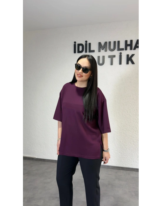 Bordo Bisiklet Yaka Oysh Tişört