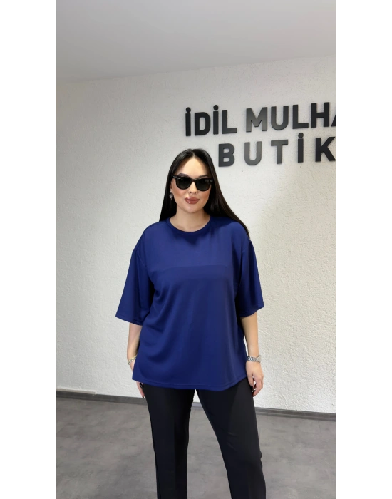 Lacivert Bisiklet Yaka Oysh Tişört