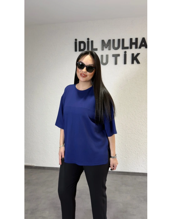 Lacivert Bisiklet Yaka Oysh Tişört