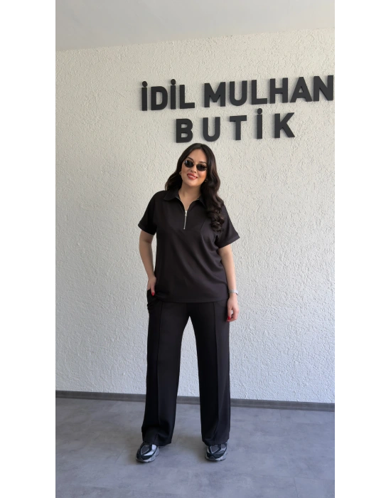 Siyah Polo Yaka Rahat Kesim Takım