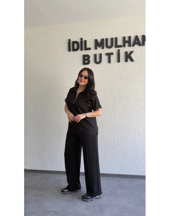 Siyah Polo Yaka Rahat Kesim Takım