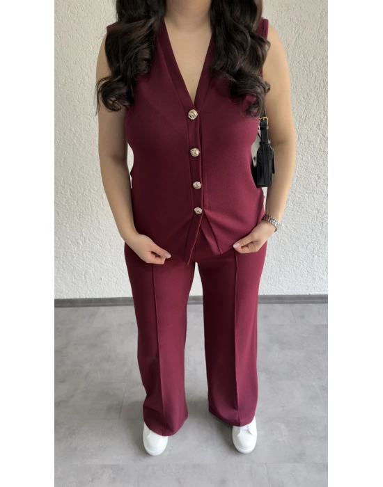 Bordo Zr Model Yelek Pantolon Takım