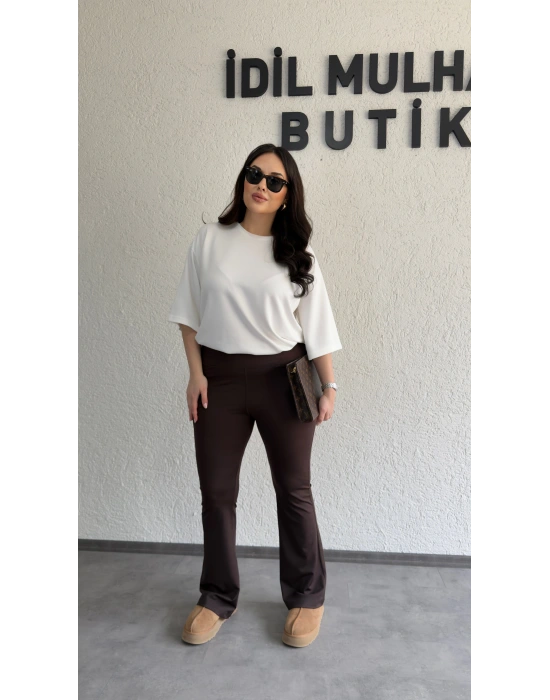 Kahverengi İspyanyol Paça Tayt