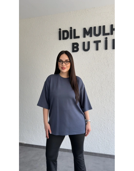 Antrasit Bisiklet Yaka Oysh Tişört