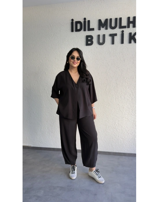 Siyah Tek Düğmeli Bohem Tensel Takım