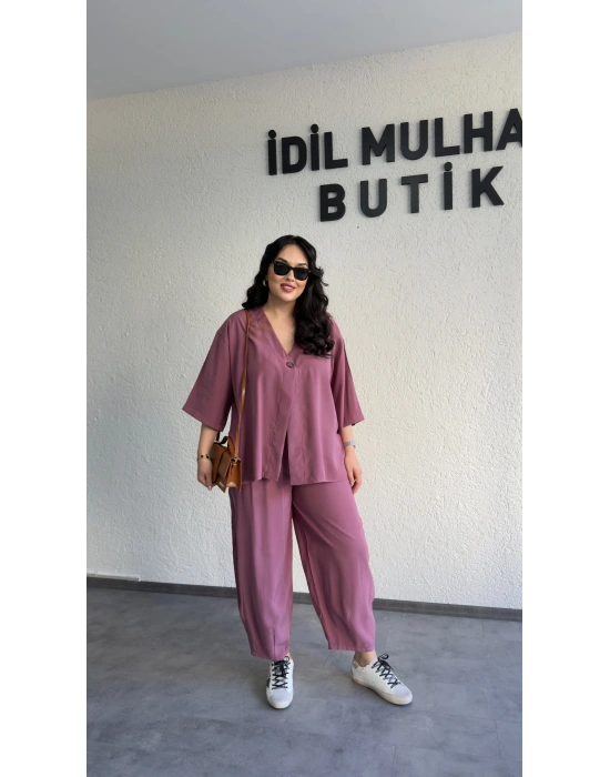 Mürdüm Tek Düğmeli Bohem Tensel Takım