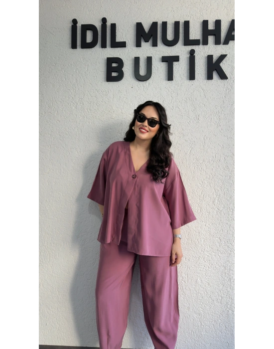 Mürdüm Tek Düğmeli Bohem Tensel Takım