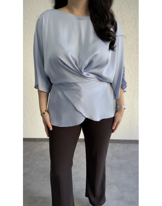 Bebe Mavi Nisbet Kumaş Bağcıklı Bluz