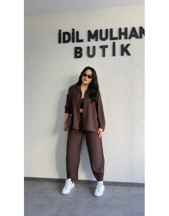 Acı Kahve Gömlekli Tensel Takım
