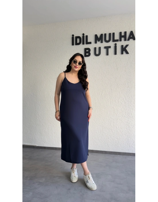 Lacivert Ayarlanabilir Askılı Elbise