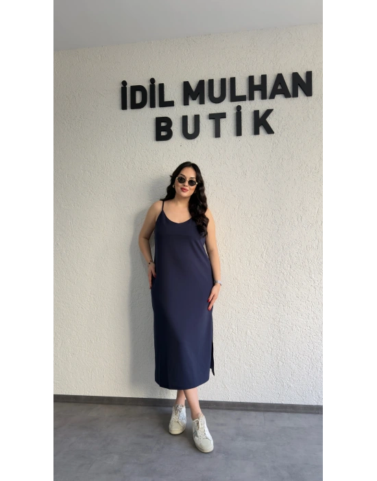 Lacivert Ayarlanabilir Askılı Elbise